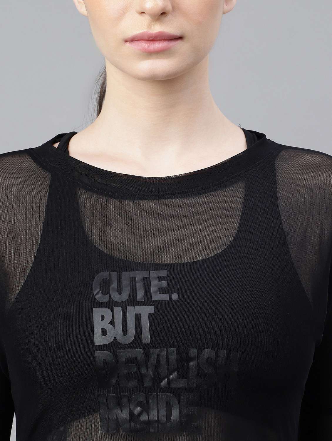 women black typographic long sleeve t-shirt - 21763358 - Standard Image - 5