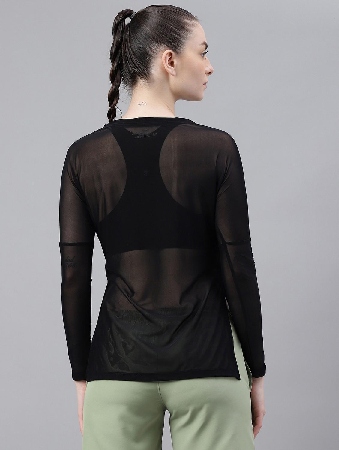 women printed long sleeves mesh sports t-shirt - 21763359 - Standard Image - 3