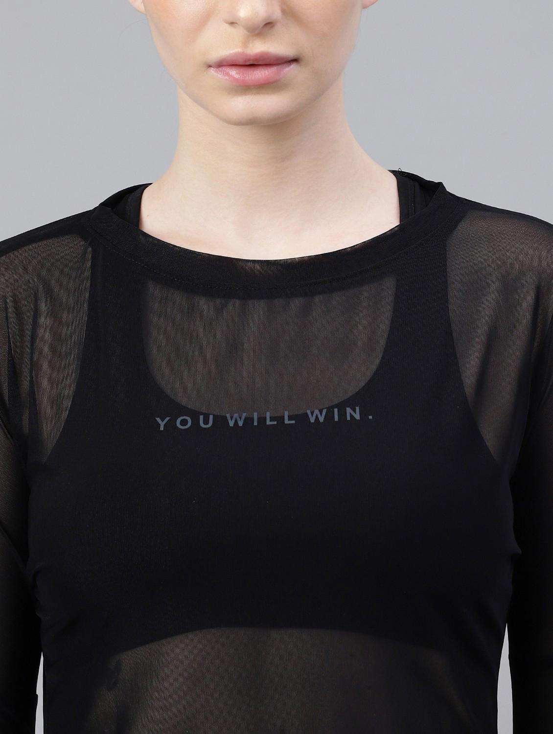 women printed long sleeves mesh sports t-shirt - 21763359 - Standard Image - 5