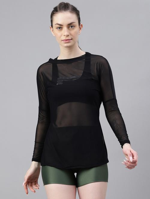 women printed long sleeves mesh sports t-shirt - 21763360 -  Standard Image - 0