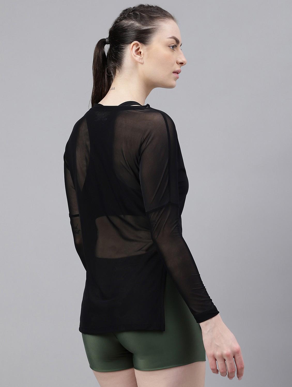 women printed long sleeves mesh sports t-shirt - 21763360 - Standard Image - 3