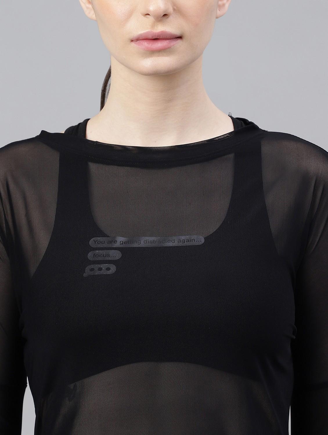 women printed long sleeves mesh sports t-shirt - 21763360 - Standard Image - 5