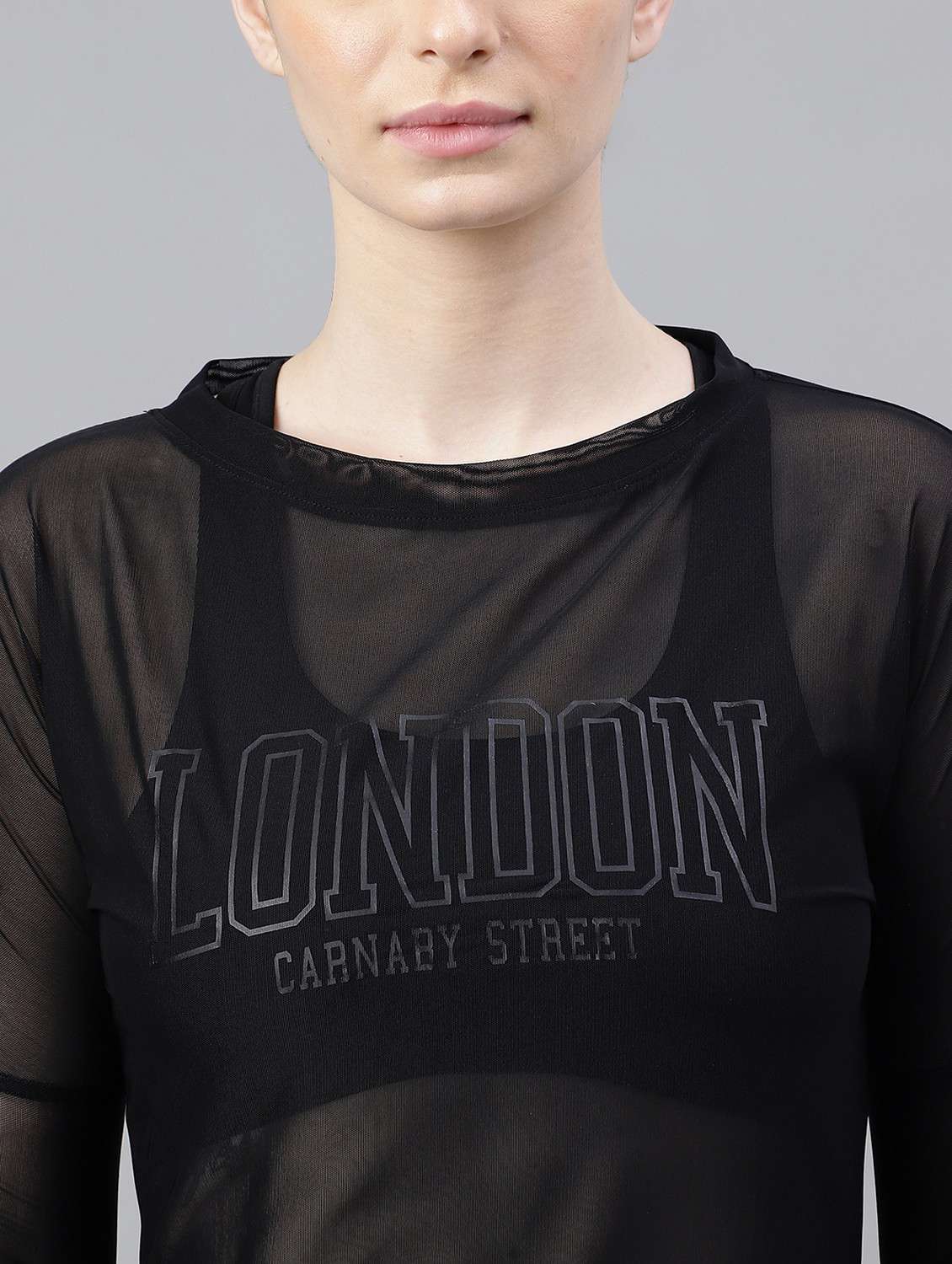 women black typographic long sleeve t-shirt - 21763363 - Standard Image - 5