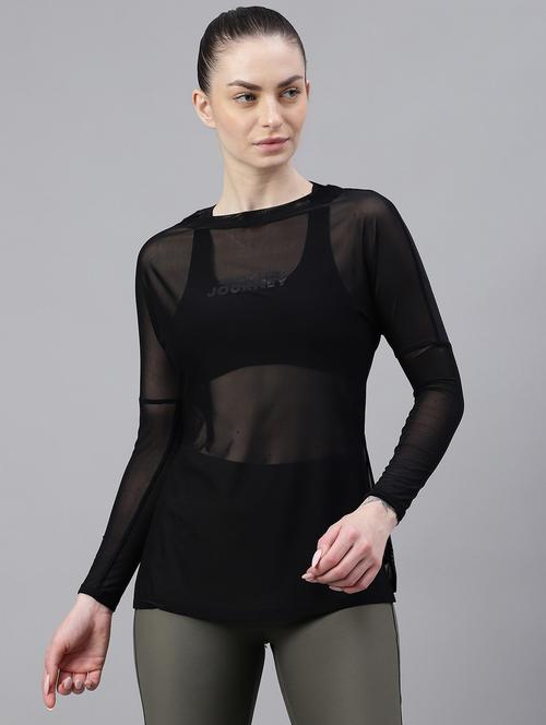 women printed long sleeves mesh sports t-shirt - 21763369 -  Standard Image - 0