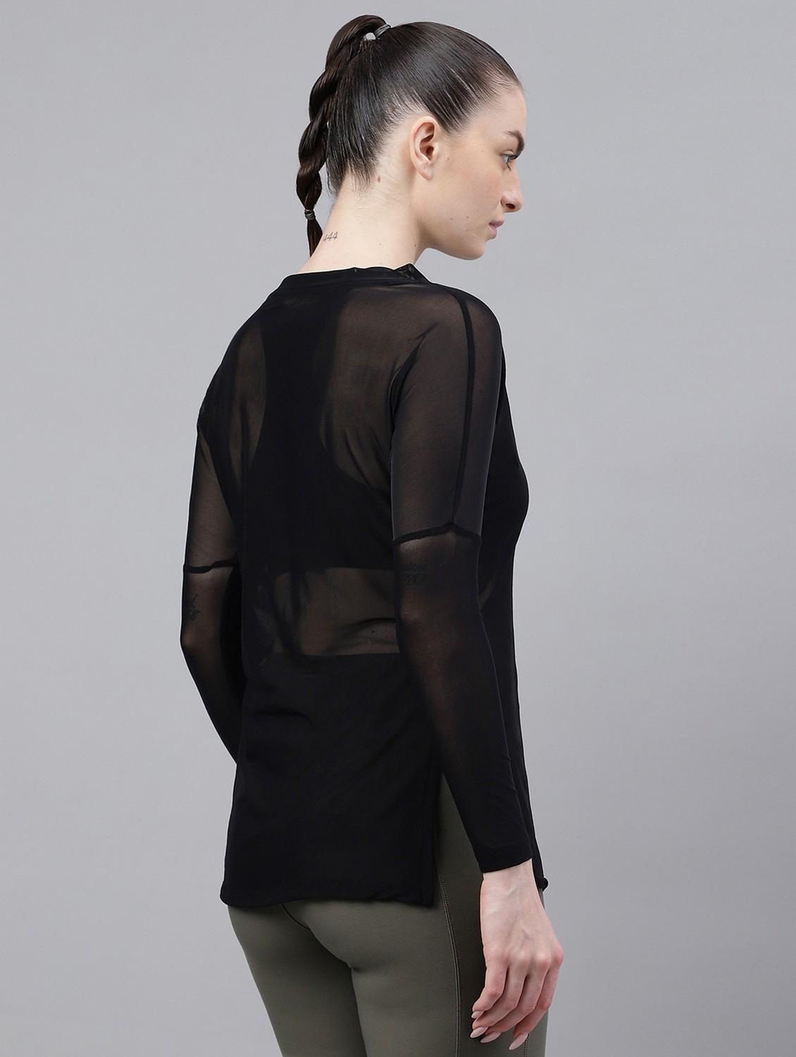 women printed long sleeves mesh sports t-shirt - 21763369 - Standard Image - 3