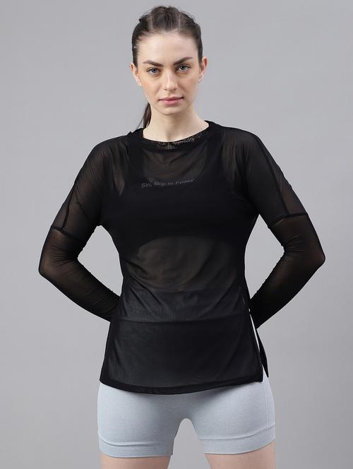 women black typographic long sleeve t-shirt - 21763371 -  Standard Image - 0
