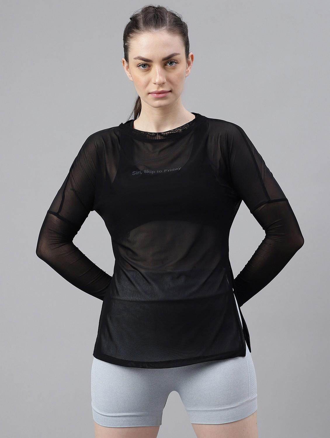 women black typographic long sleeve t-shirt - 21763371 -  Zoom Image - 0