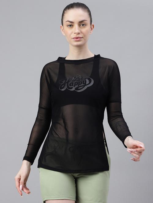 women printed long sleeves mesh sports t-shirt - 21763374 -  Standard Image - 0