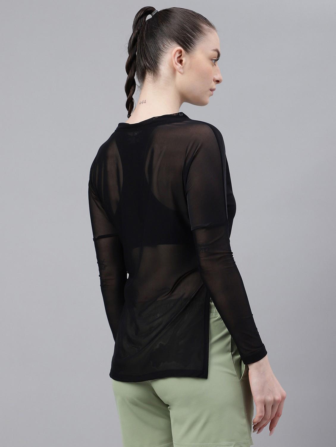 women printed long sleeves mesh sports t-shirt - 21763374 - Standard Image - 3