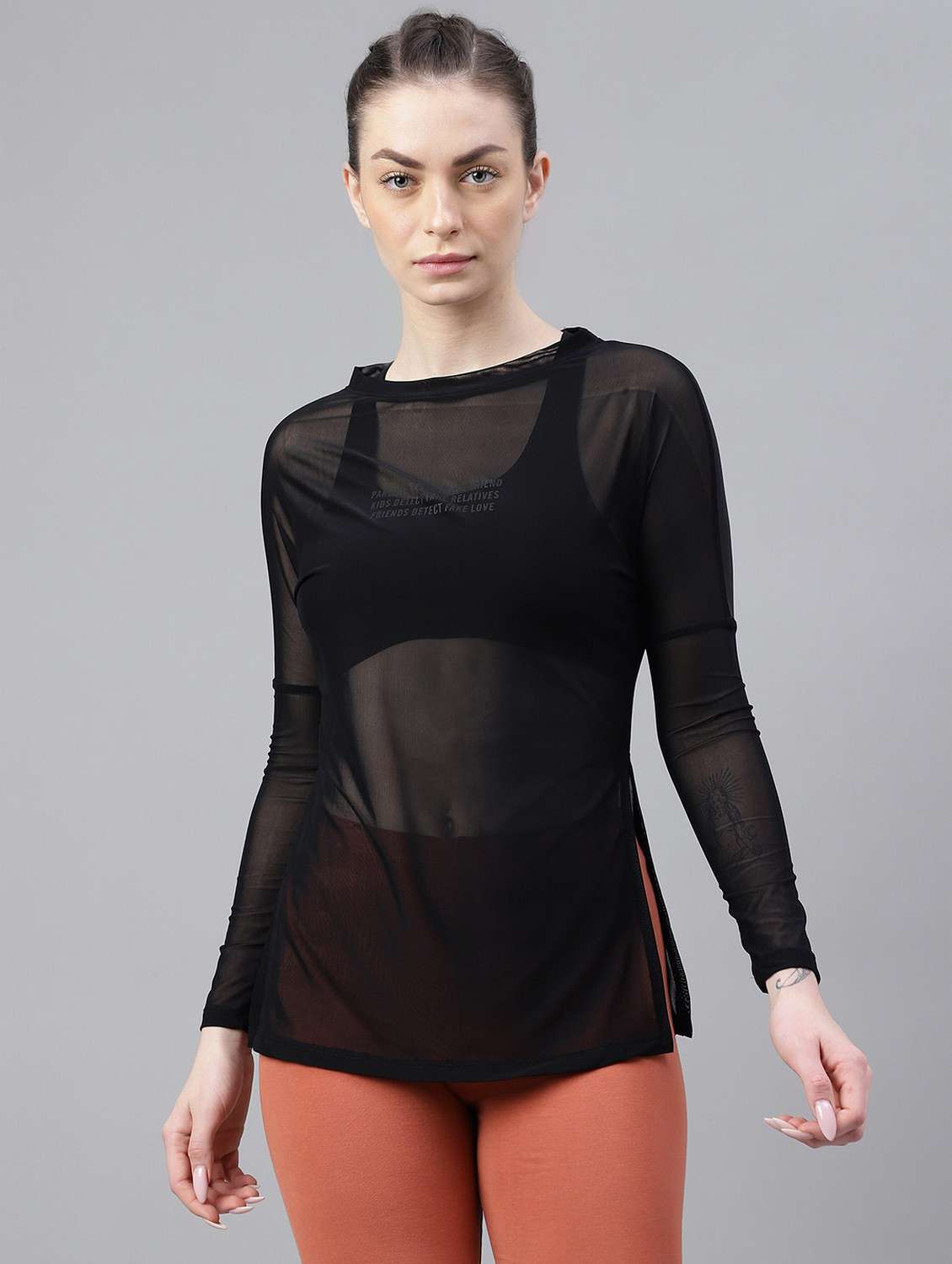 women black typographic long sleeve t-shirt