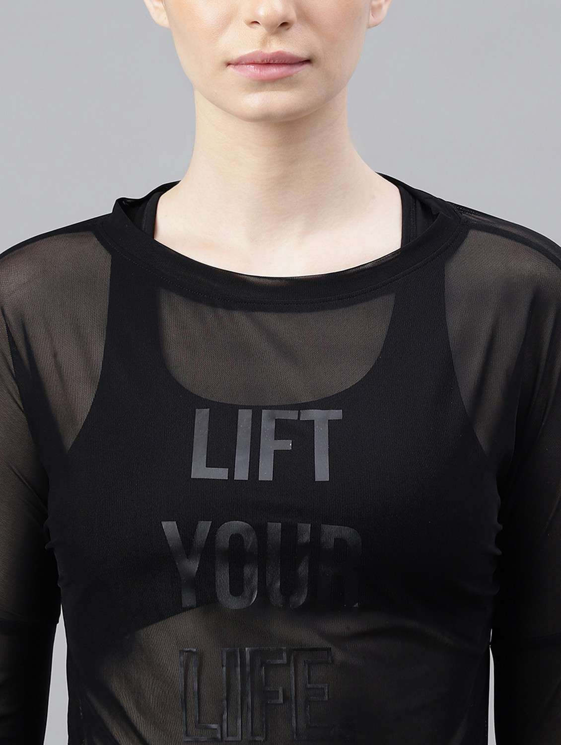 women black typographic long sleeve sport t-shirt - 21763376 - Standard Image - 5