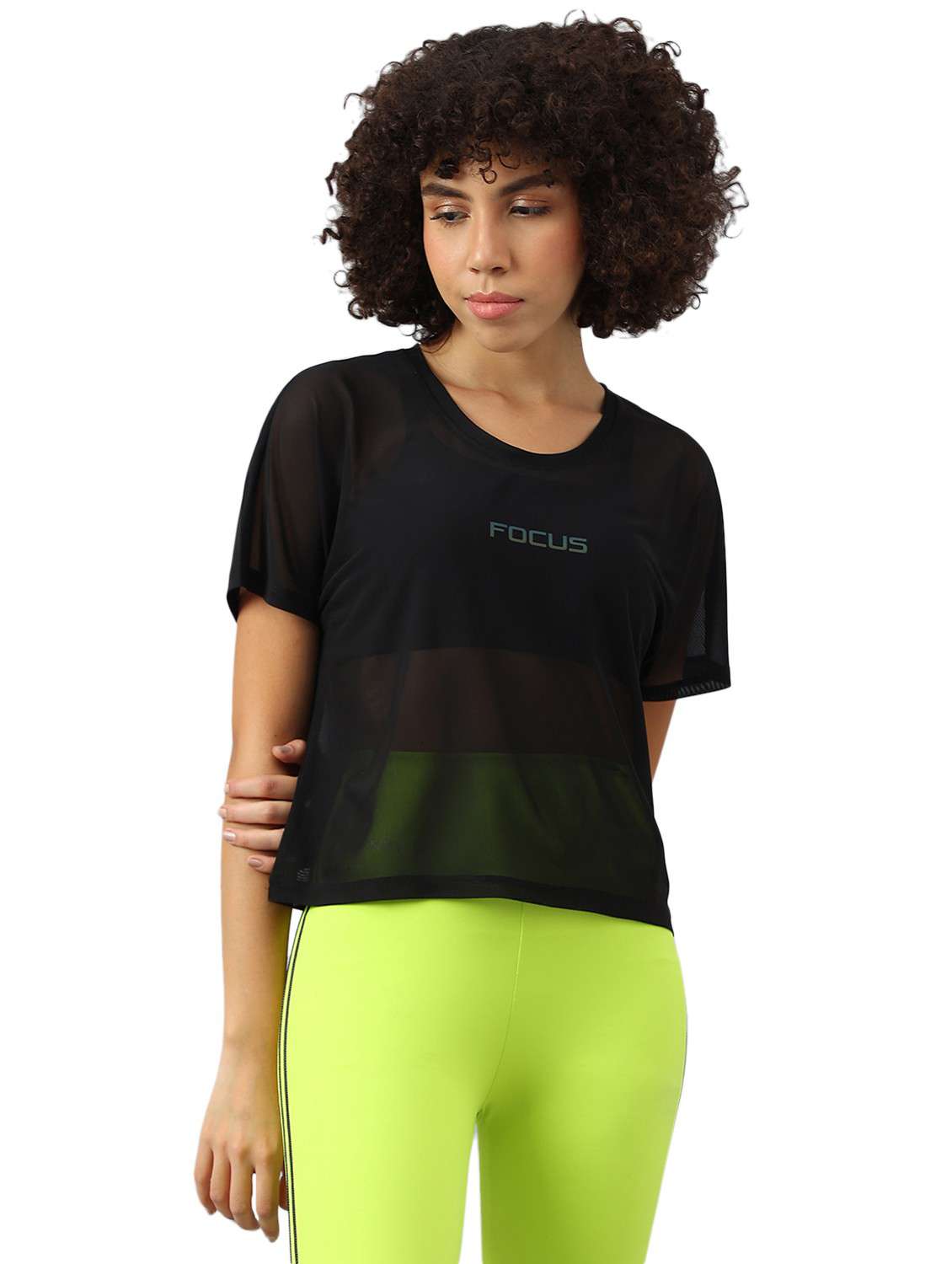 women black typographic round neck sport t-shirt