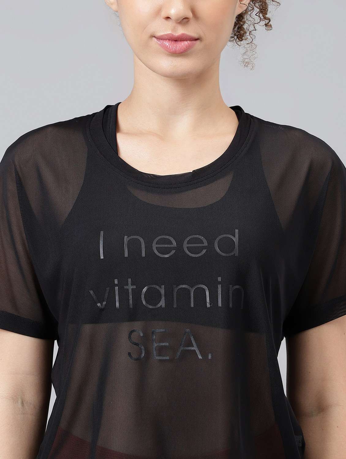 women typographic printed mesh sports t-shirt - 21763380 -  Standard Image - 5