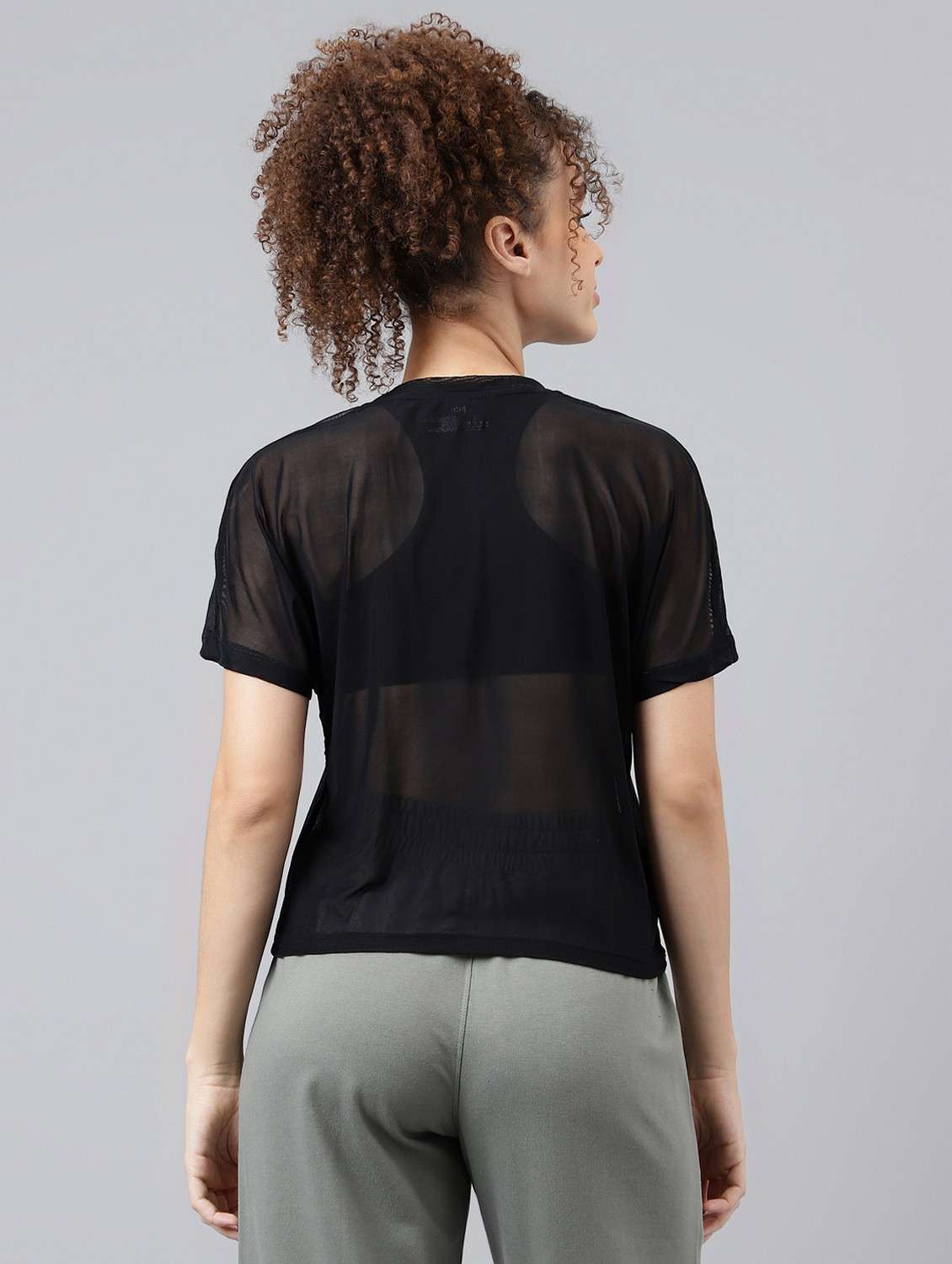 women black typographic round neck sport t-shirt - 21763383 -  Standard Image - 3