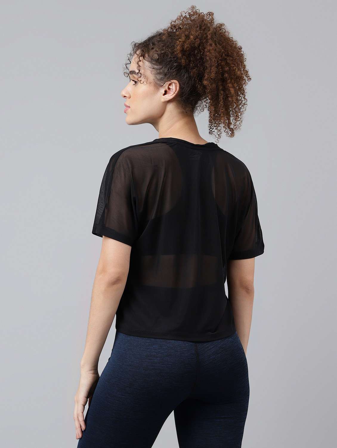 women typographic printed mesh sports t-shirt - 21763384 -  Standard Image - 3