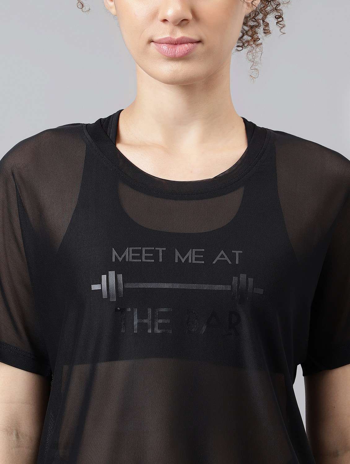 women black typographic round neck sport t-shirt - 21763385 -  Standard Image - 5