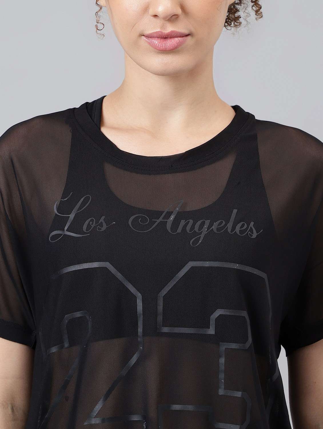 women typographic printed mesh sports t-shirt - 21763387 -  Standard Image - 5