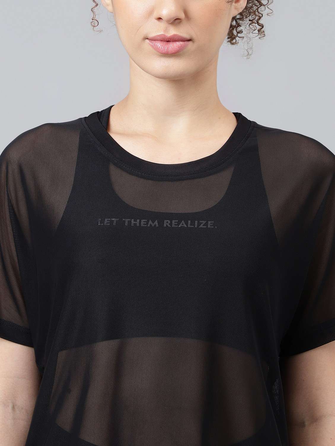 women typographic printed mesh sports t-shirt - 21763388 - Standard Image - 5