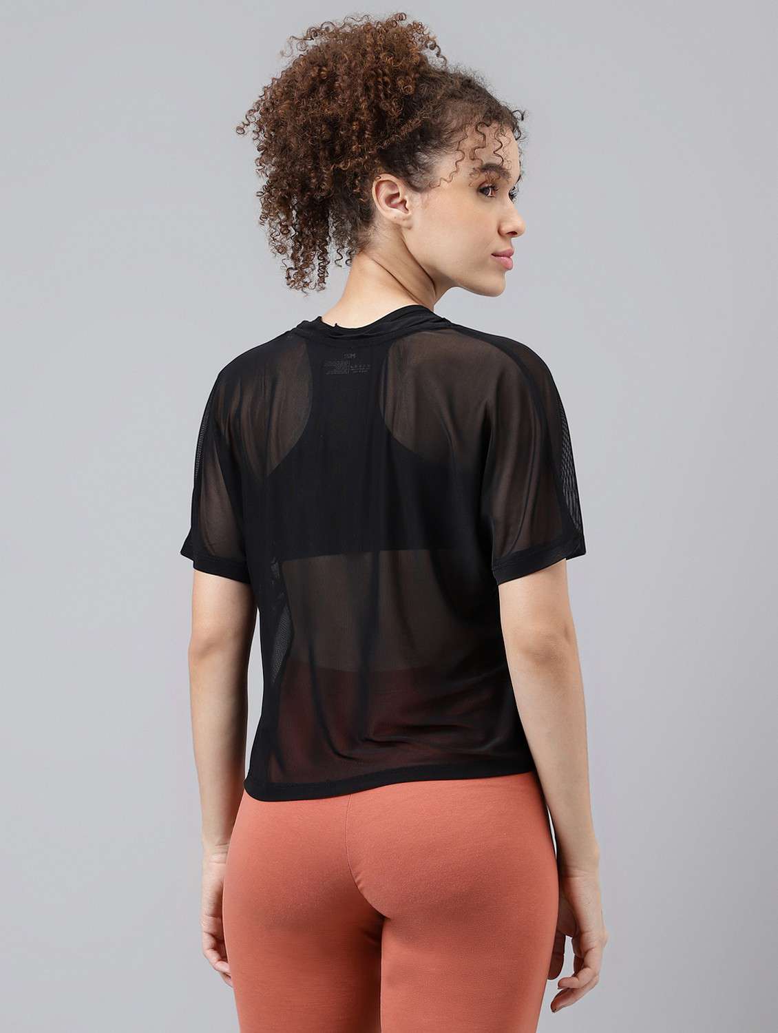 women black typographic round neck sport t-shirt - 21763390 - Standard Image - 3