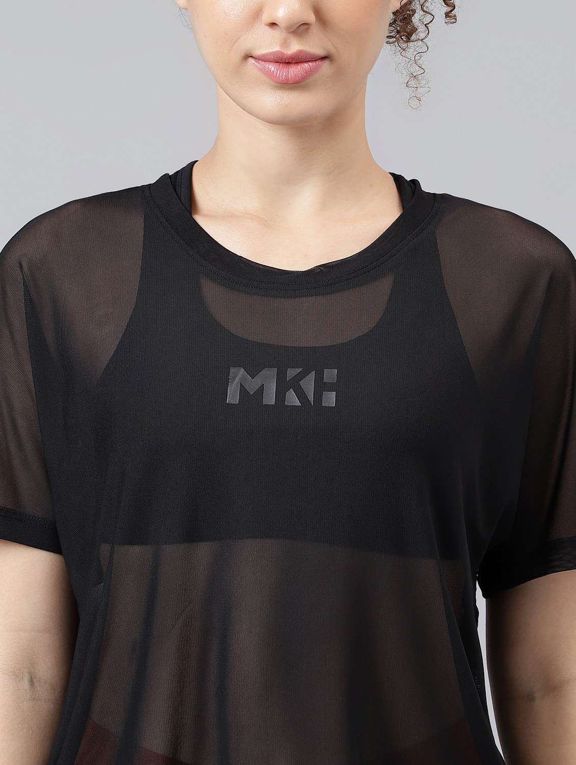 women black typographic round neck sport t-shirt - 21763390 - Standard Image - 5