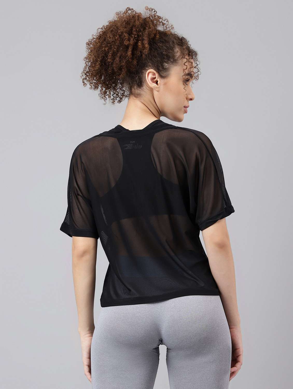 women black typographic round neck sport t-shirt - 21763391 - Standard Image - 3