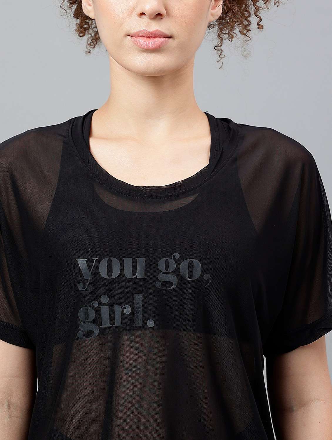 women typographic printed mesh sports t-shirt - 21763394 -  Standard Image - 5