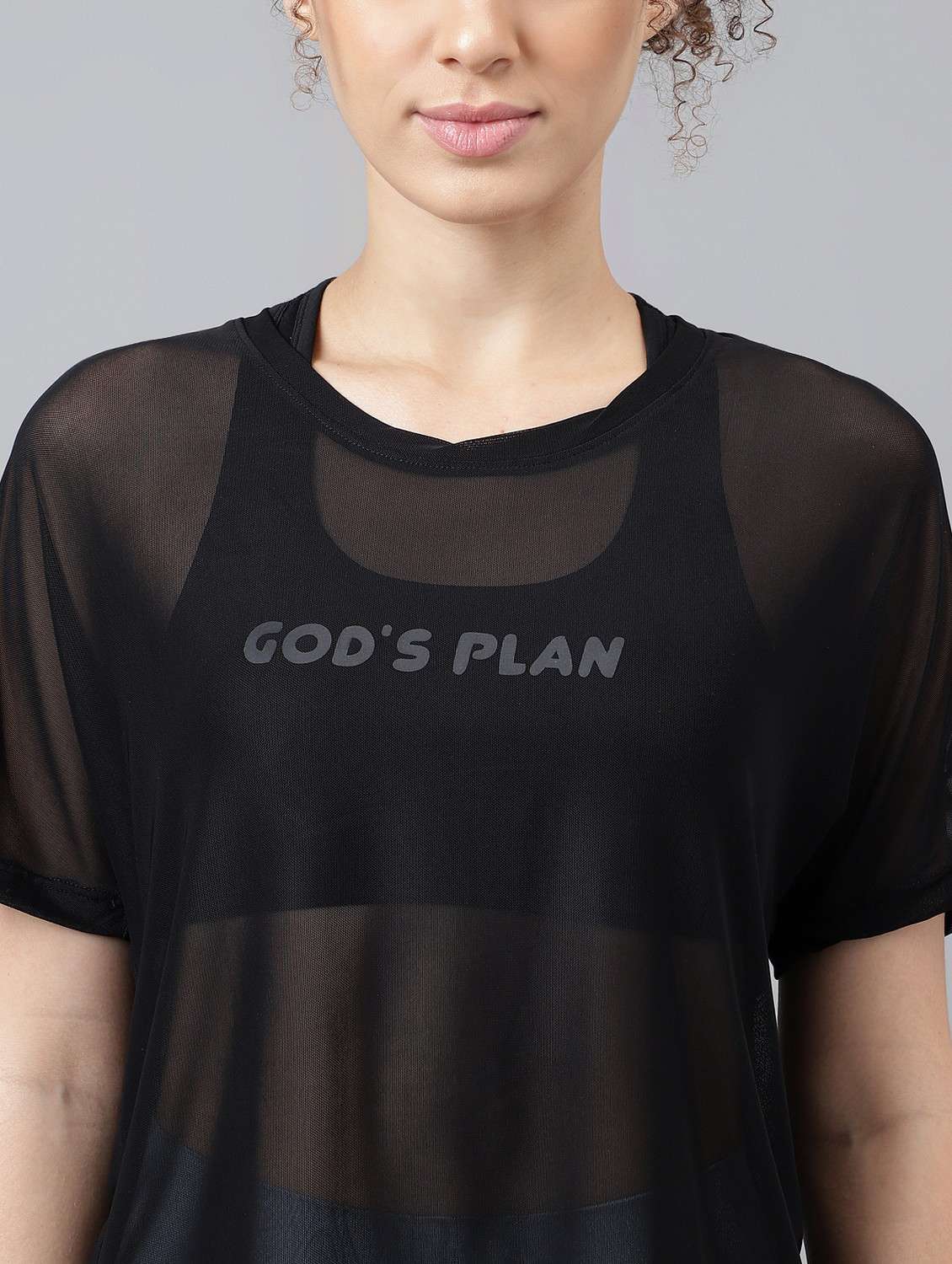 women black typographic round neck sport t-shirt - 21763396 -  Standard Image - 5