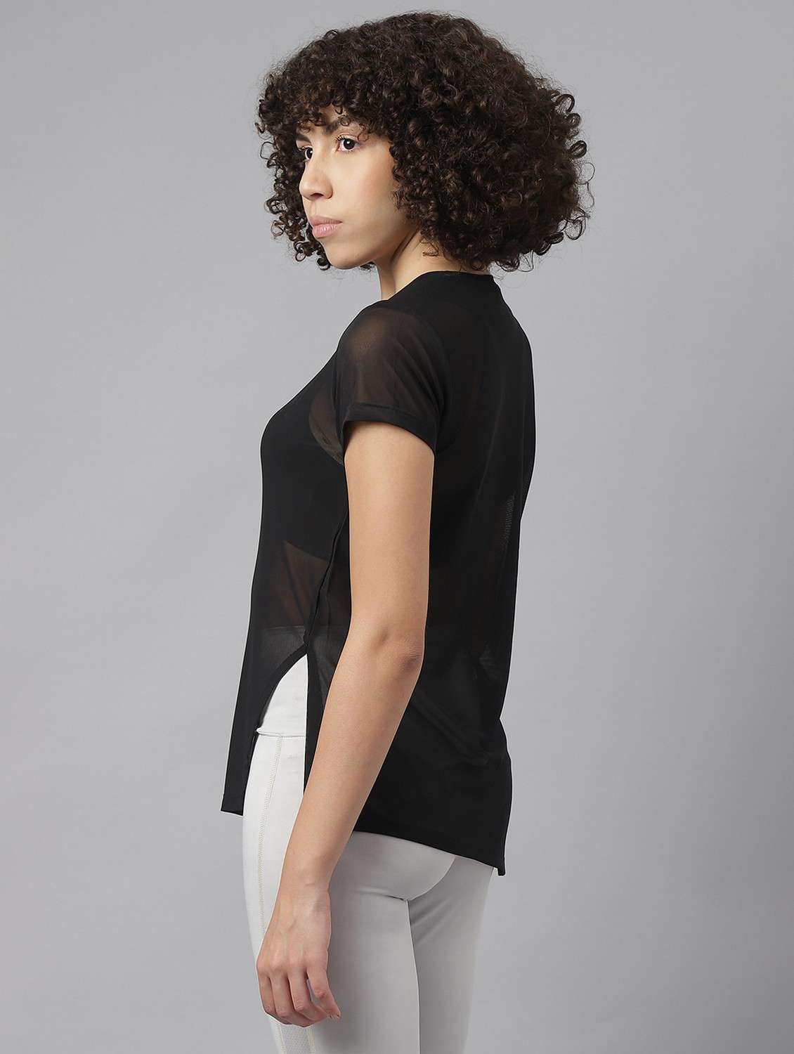 women black typographic round neck sport t-shirt - 21763397 -  Standard Image - 3