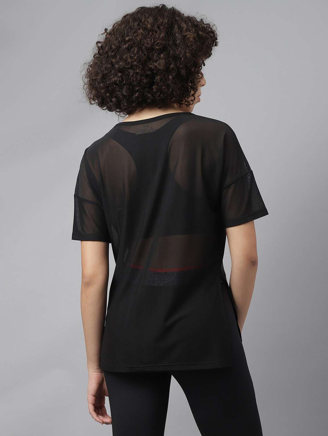 women black typographic round neck sport t-shirt - 21763398 -  Standard Image - 3