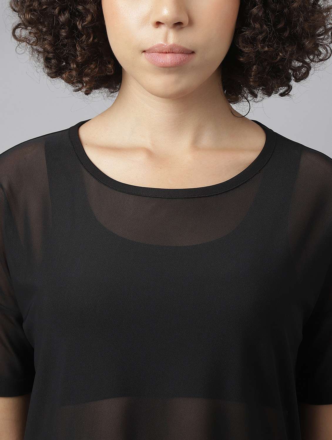 women black typographic round neck sport t-shirt - 21763398 -  Standard Image - 5