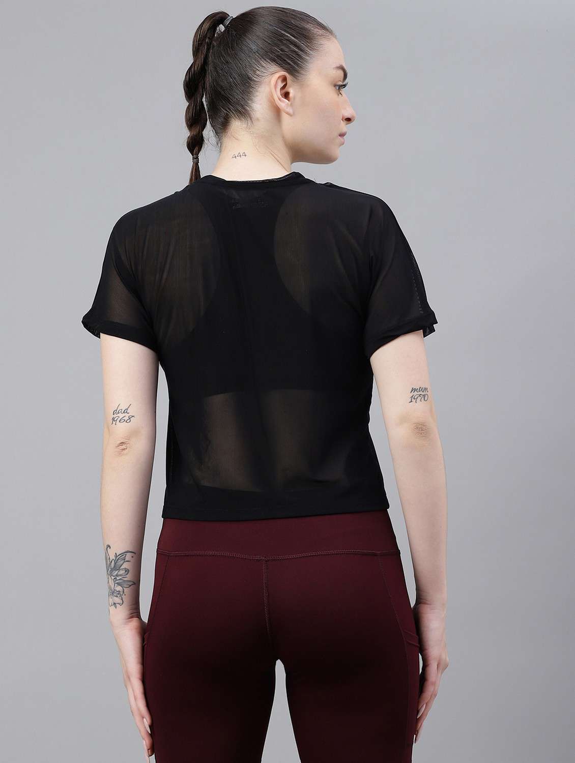 women black typographic round neck sport t-shirt - 21763399 -  Standard Image - 3