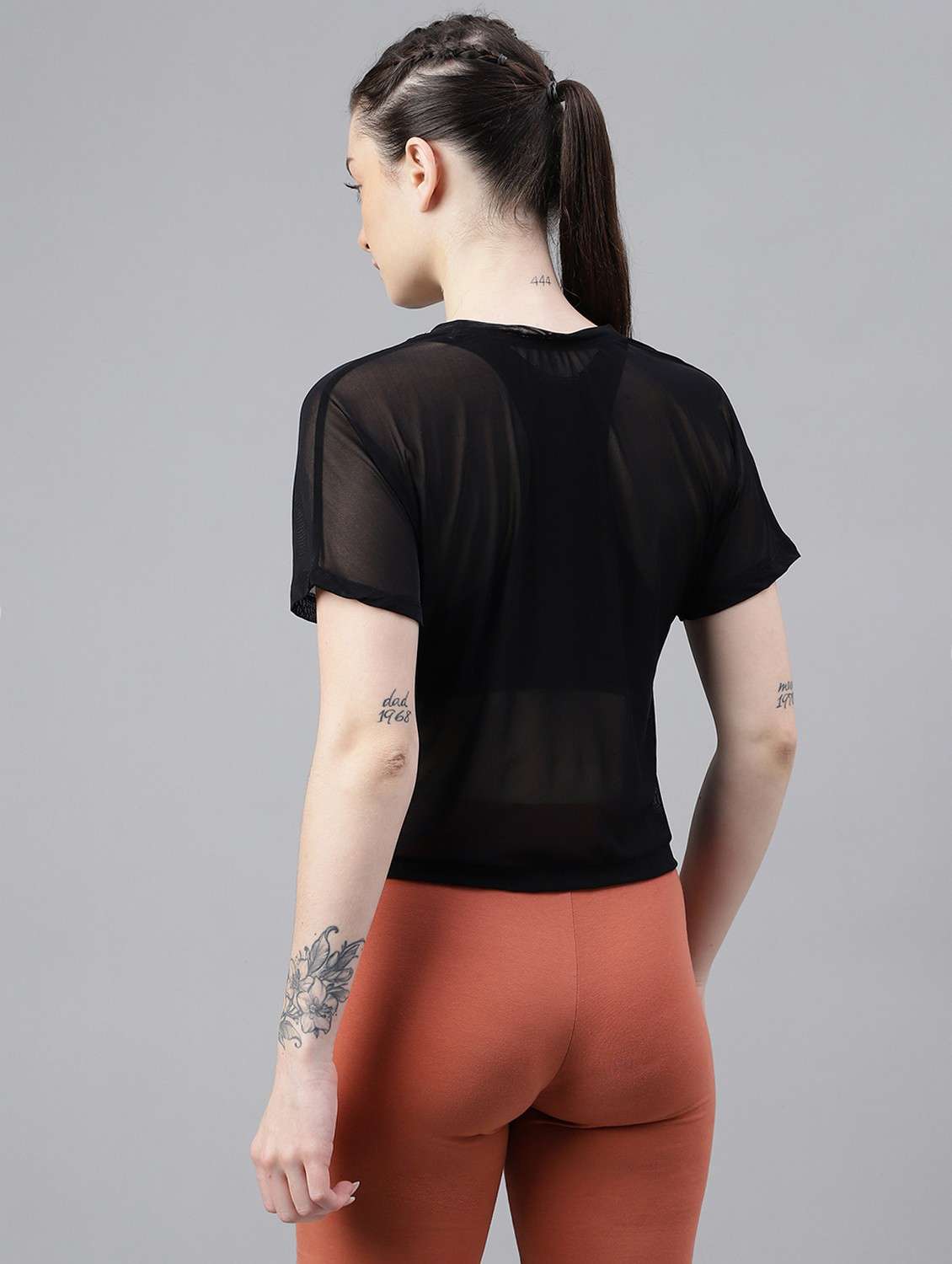 women typographic printed mesh sports t-shirt - 21763400 -  Standard Image - 3