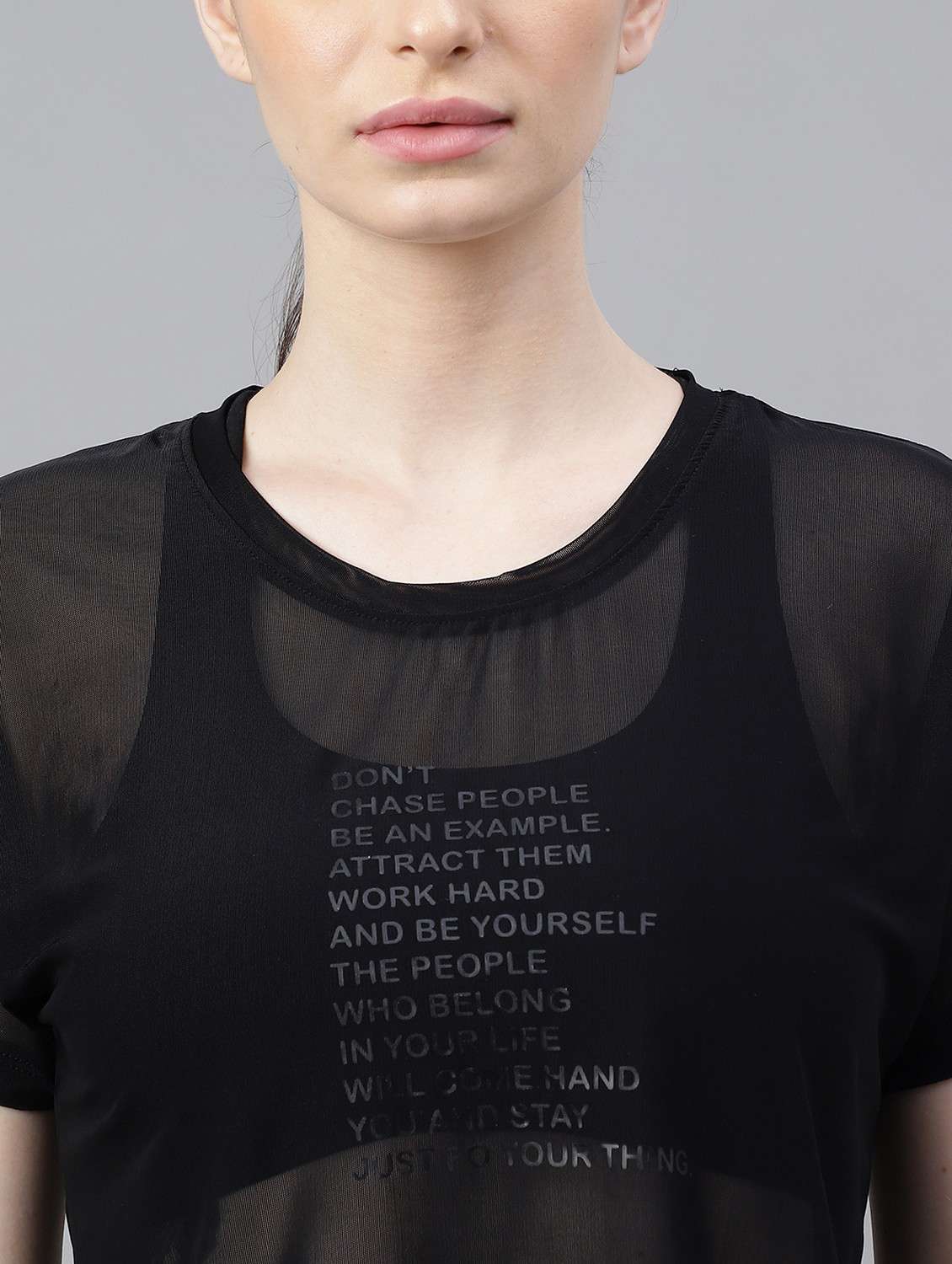 women typographic printed mesh sports t-shirt - 21763400 -  Standard Image - 5