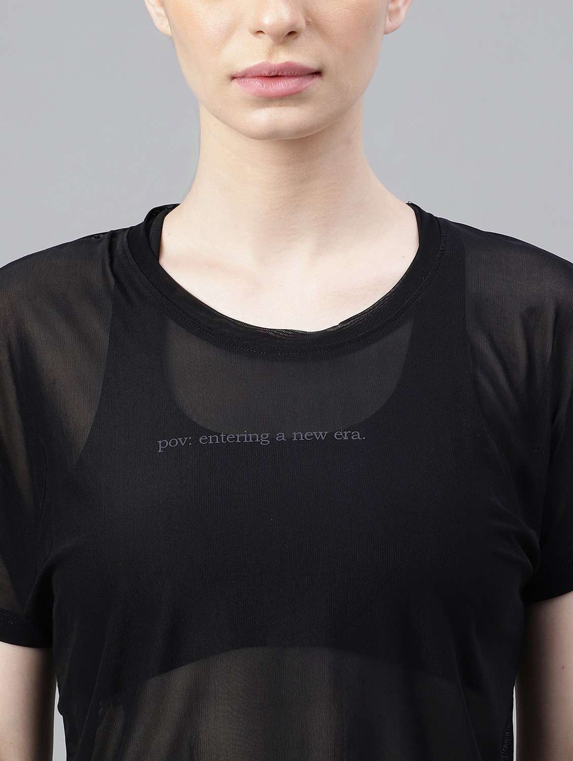 women black typographic round neck sport t-shirt - 21763403 -  Standard Image - 5