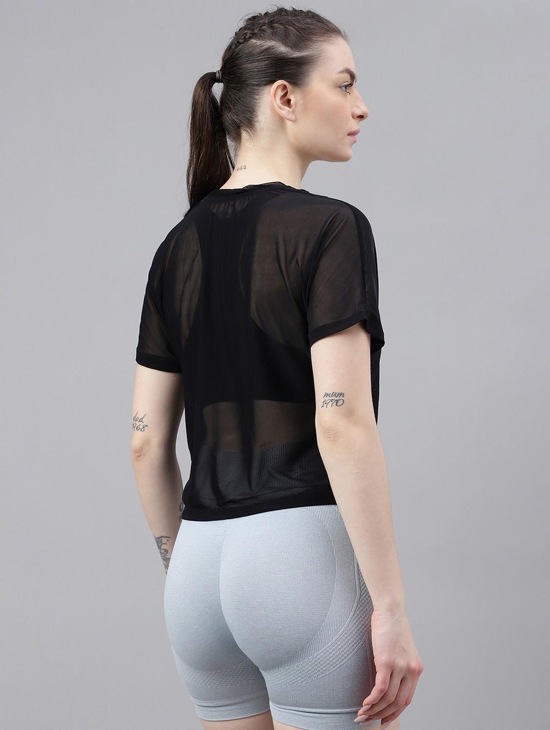 women typographic printed mesh sports t-shirt - 21763404 - Standard Image - 3