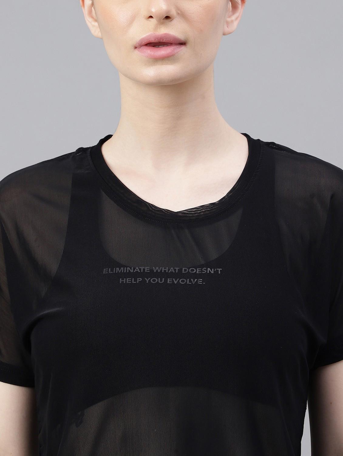 women typographic printed mesh sports t-shirt - 21763404 - Standard Image - 5