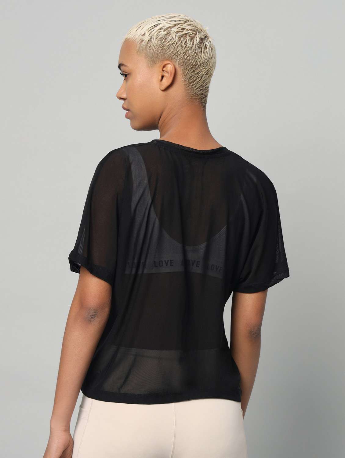 women black typographic round neck sport t-shirt - 21763409 -  Standard Image - 3