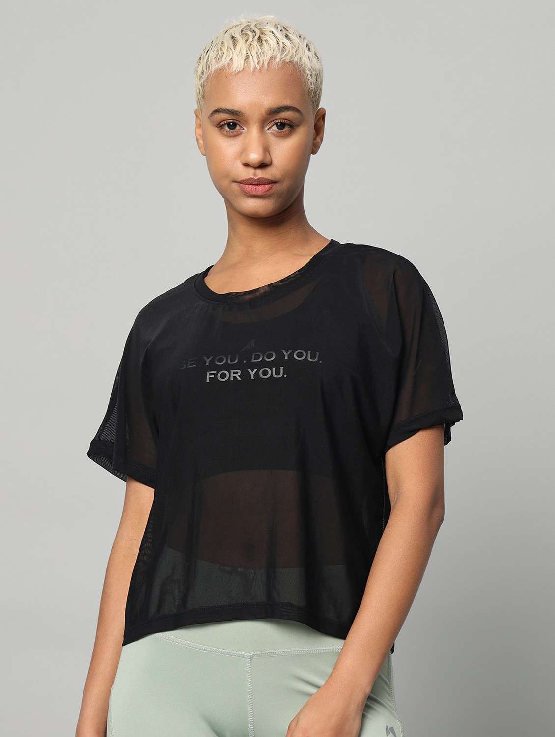 women black typographic round neck sport t-shirt