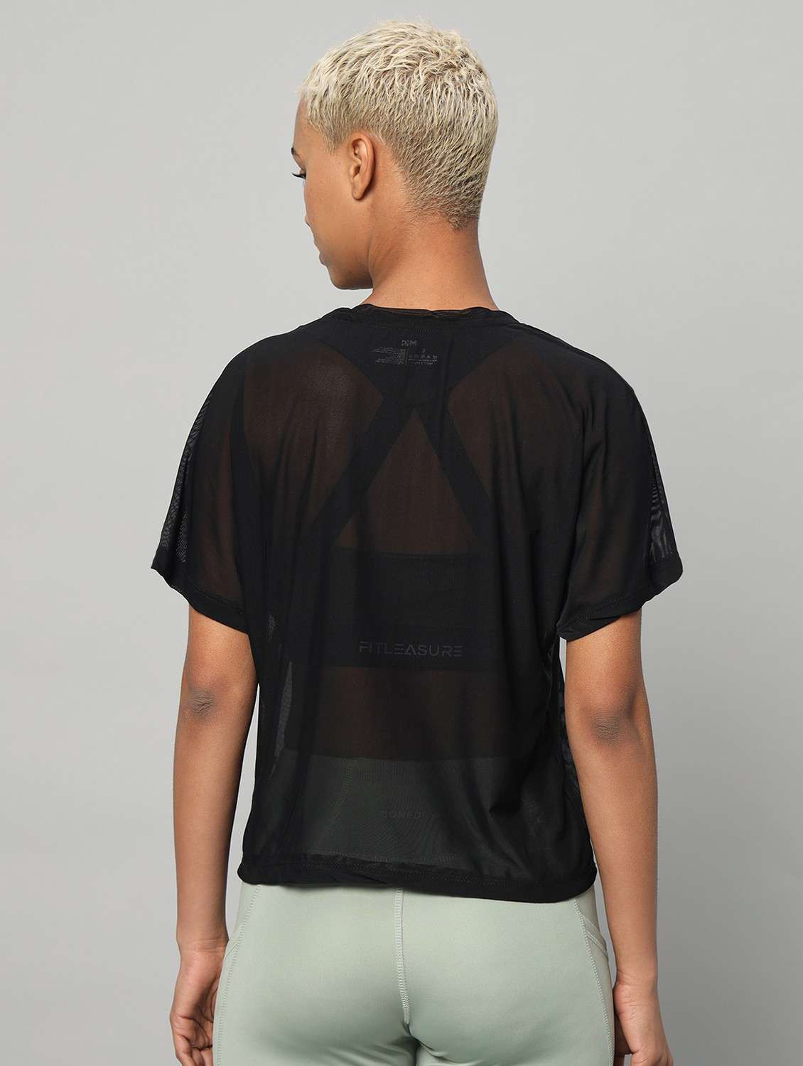 women black typographic round neck sport t-shirt - 21763416 -  Standard Image - 3