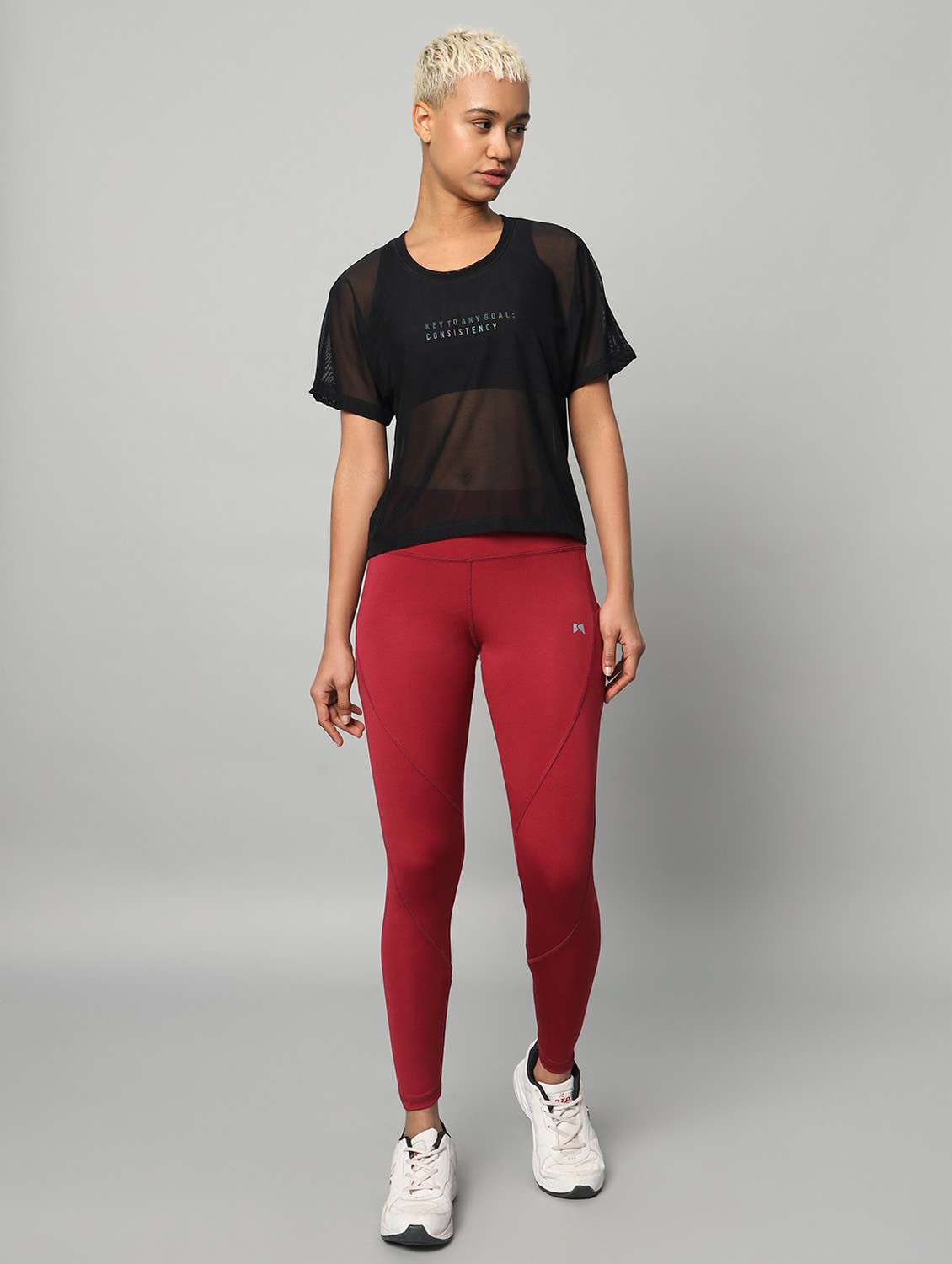 women typographic printed mesh sports t-shirt - 21763421 -  Standard Image - 5