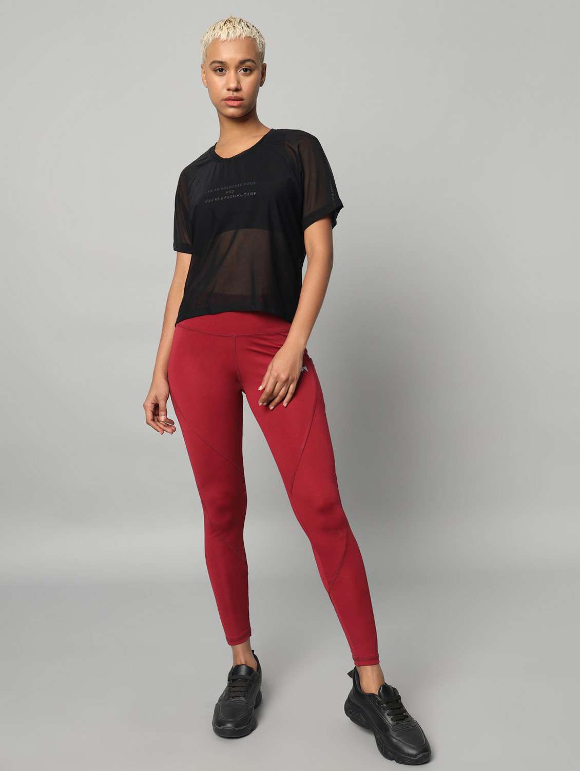 women typographic printed mesh sports t-shirt - 21763422 - Standard Image - 5