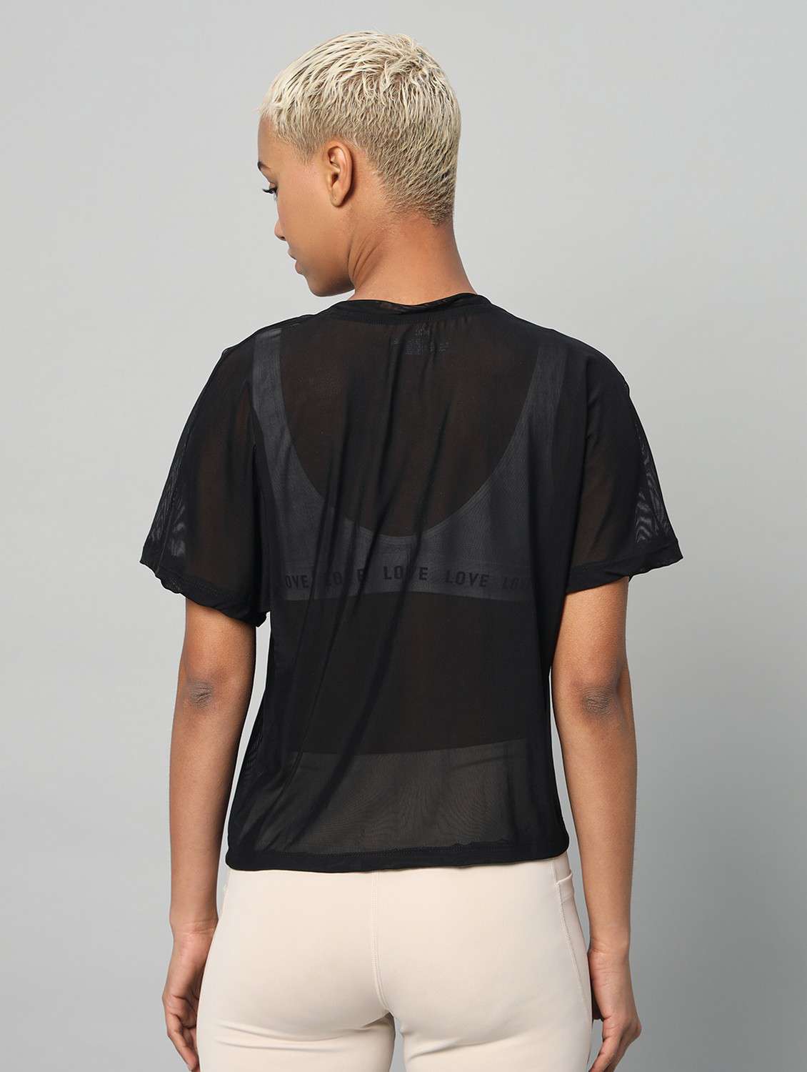 women typographic printed mesh sports t-shirt - 21763423 -  Standard Image - 3