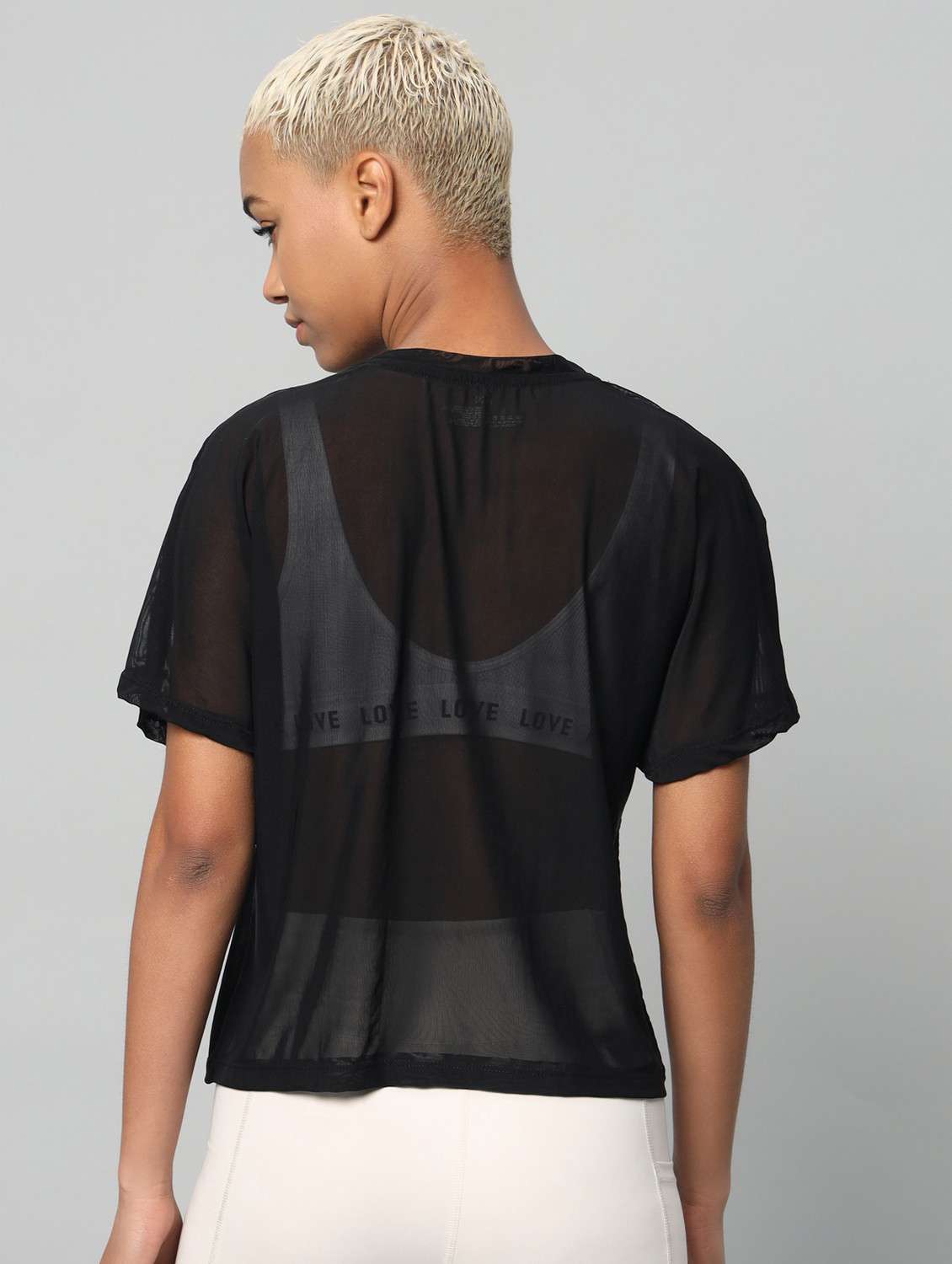 women typographic printed mesh sports t-shirt - 21763424 -  Standard Image - 3