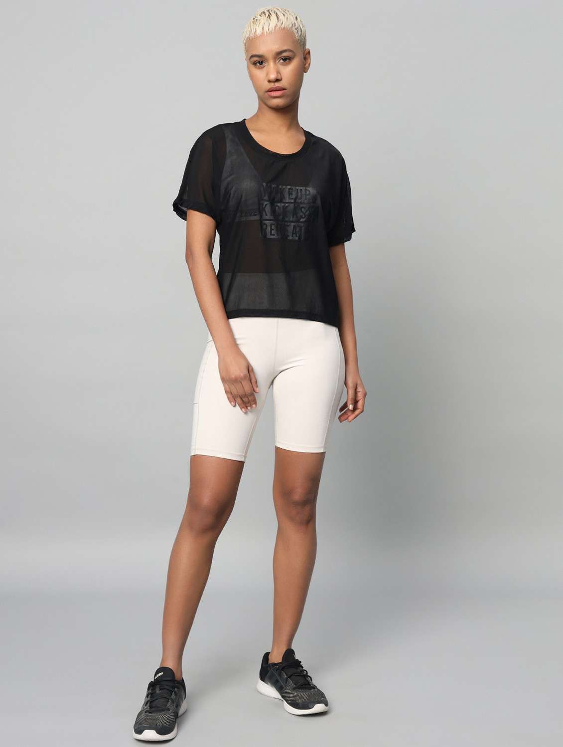 women typographic printed mesh sports t-shirt - 21763424 -  Standard Image - 5