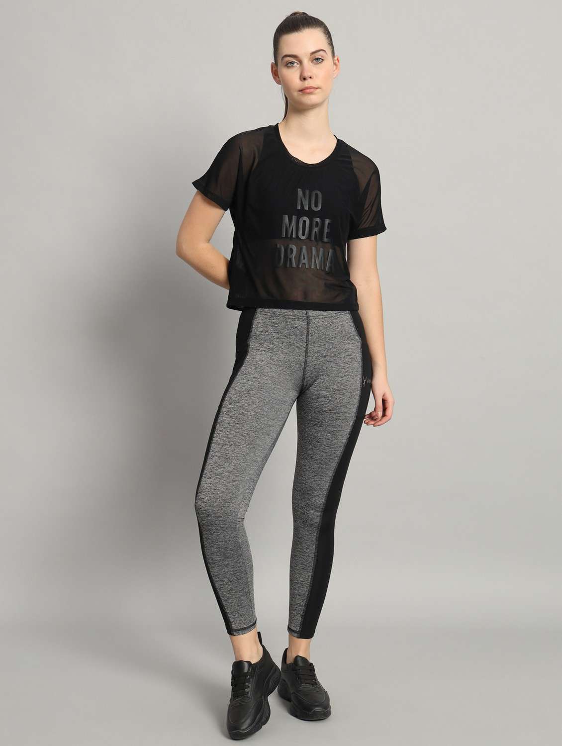 women black typographic round neck sport t-shirt - 21763429 -  Standard Image - 5