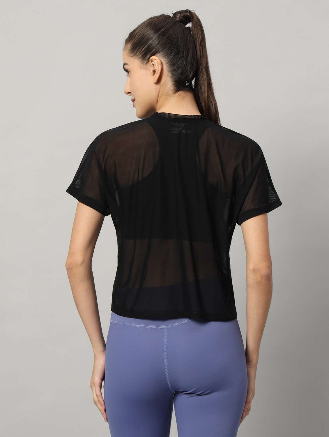 women black typographic round neck sport t-shirt - 21763431 -  Standard Image - 3