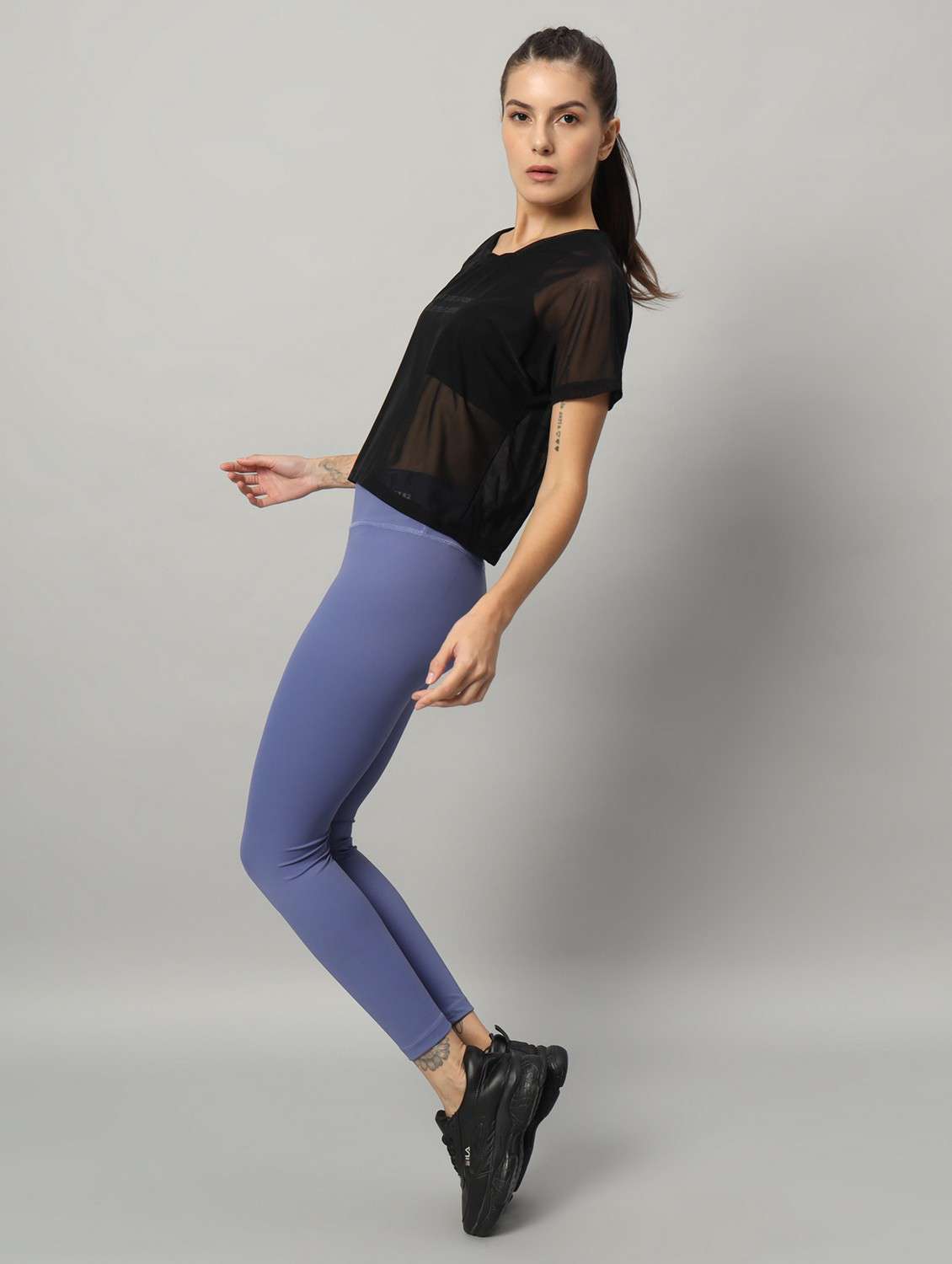 women black typographic round neck sport t-shirt - 21763431 -  Standard Image - 5