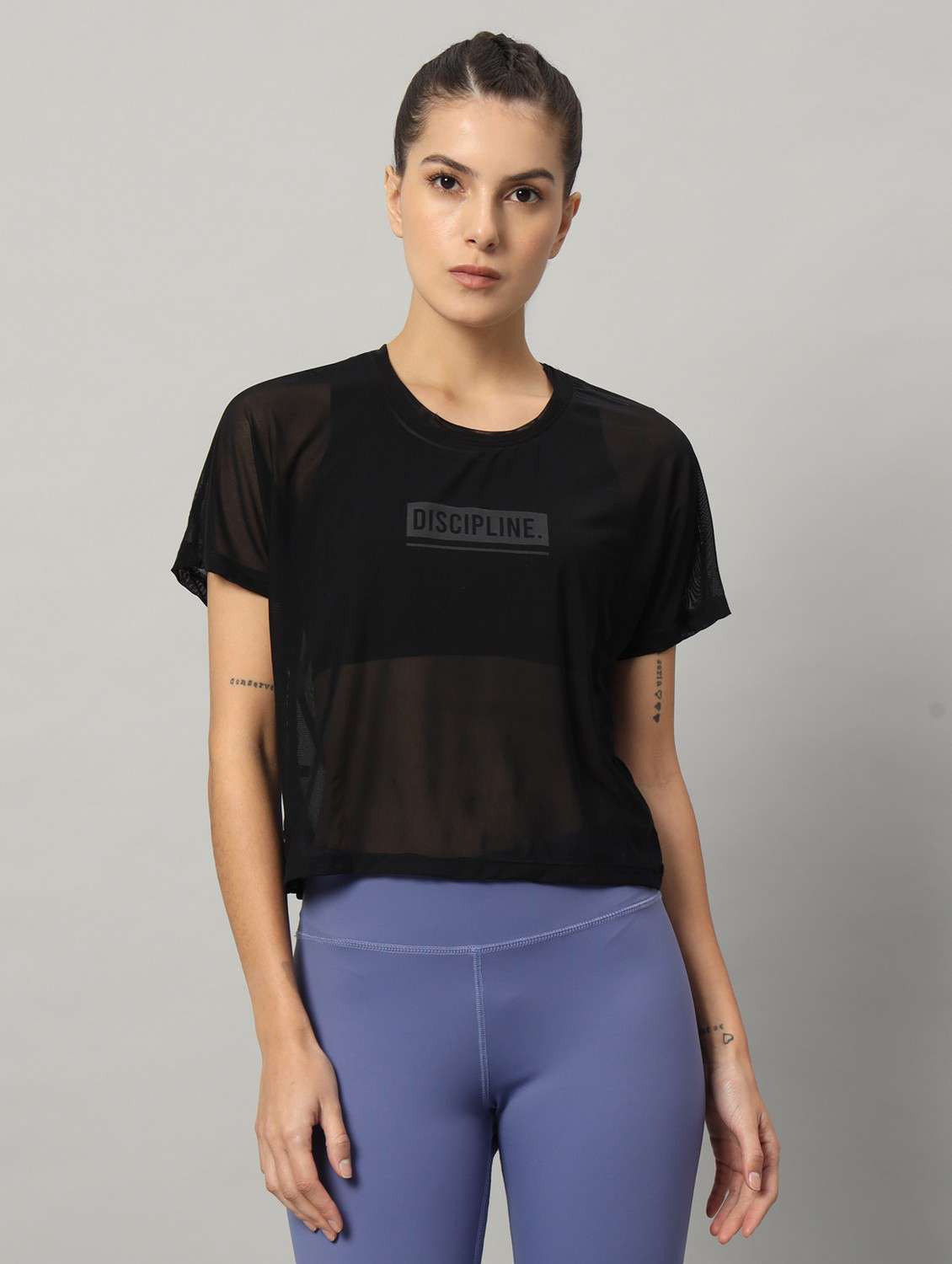women black typographic round neck sport t-shirt
