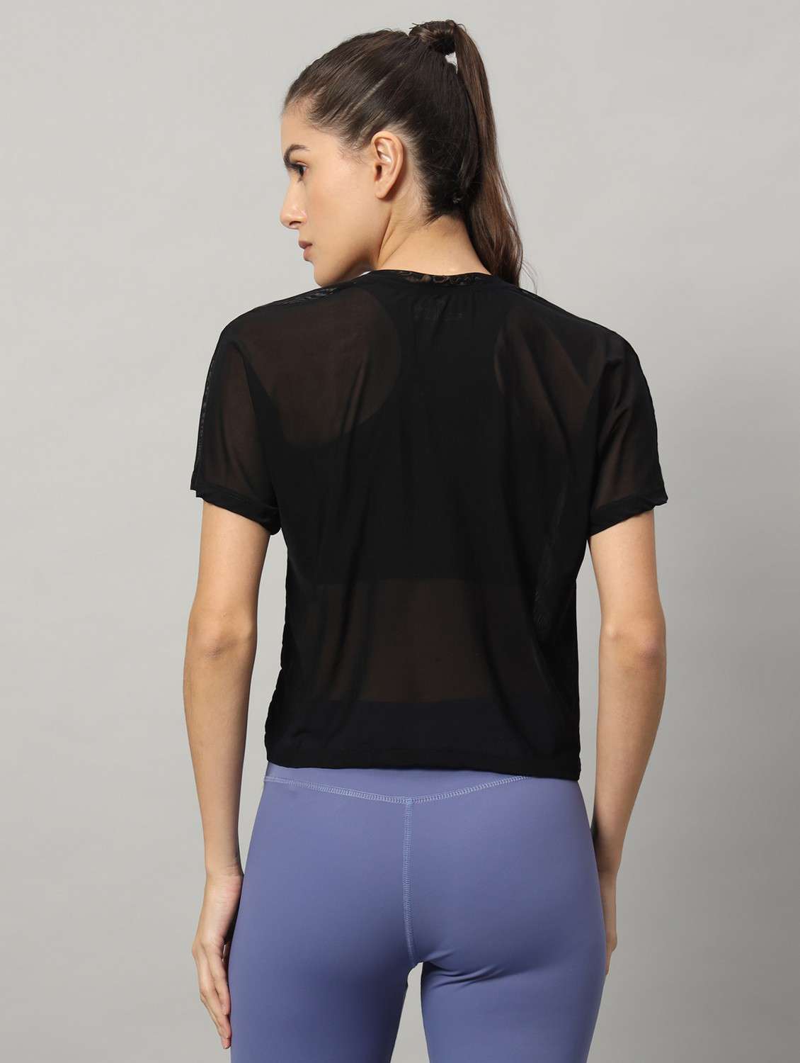 women black typographic round neck sport t-shirt - 21763432 - Standard Image - 3