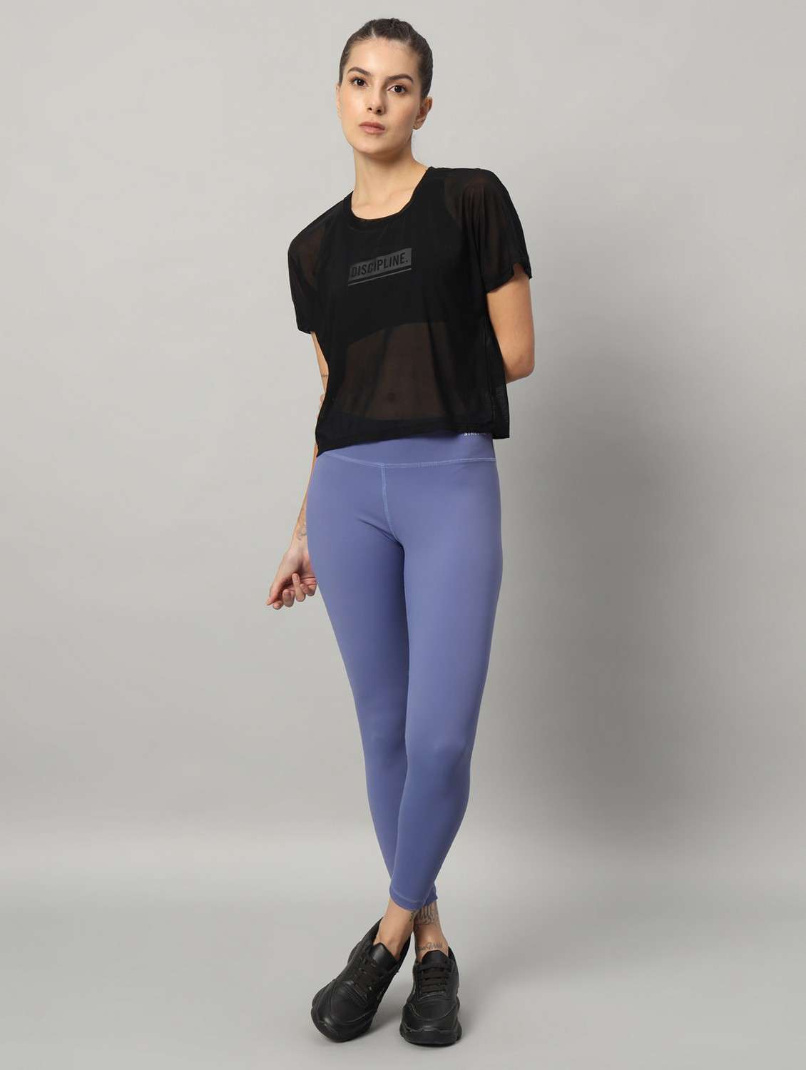 women black typographic round neck sport t-shirt - 21763432 - Standard Image - 5